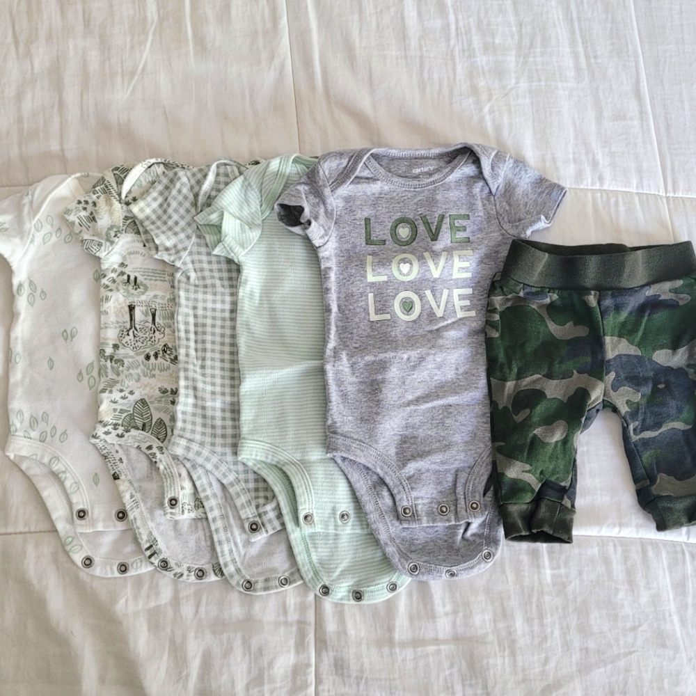 5 Baby Onesies and One Pants
